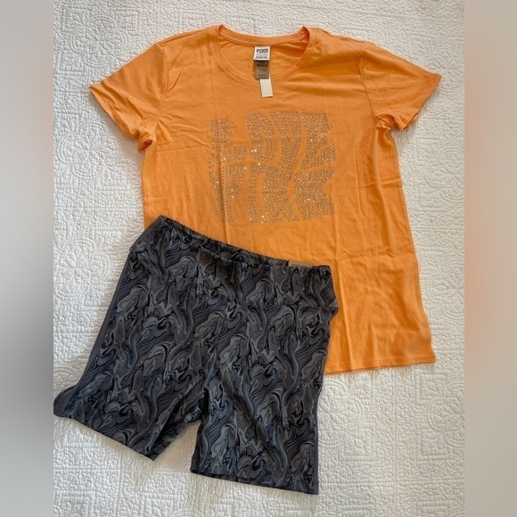 Pink Victoria’s Secret biker shorts and bling t-shirt - Picture 1 of 6